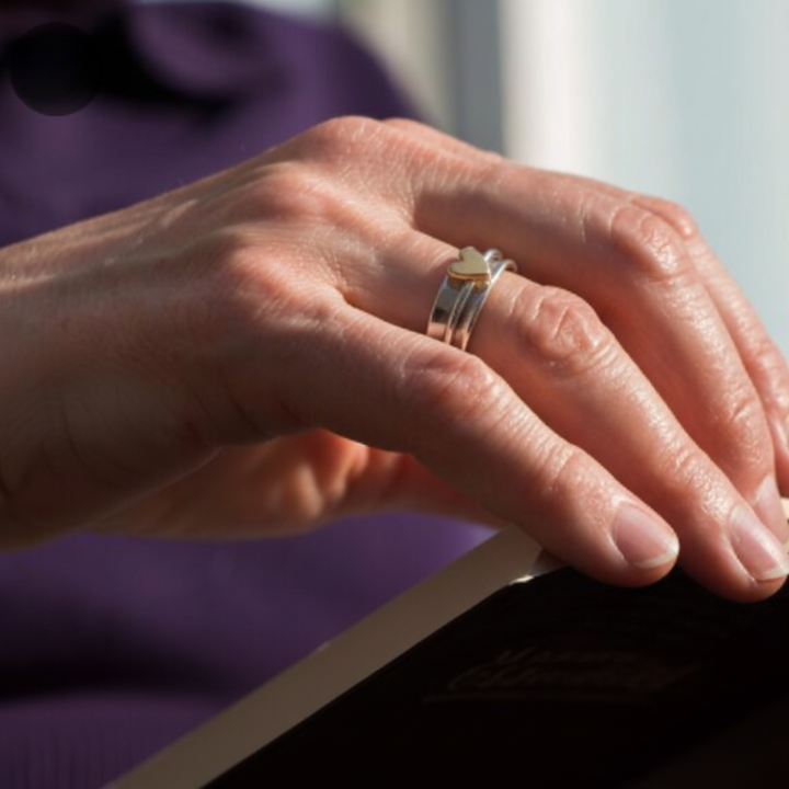 Vintage Gylden Hjerte Sølv Ring