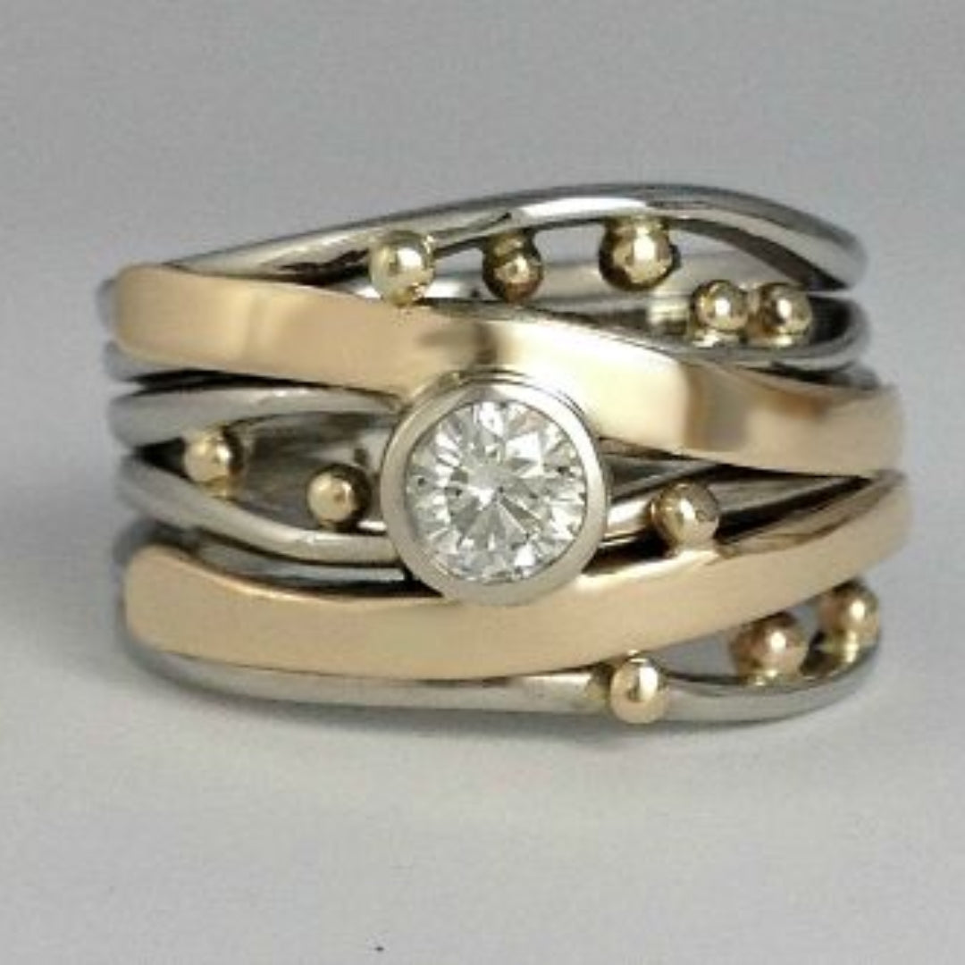 Vintage gullinnlagt zirkonring