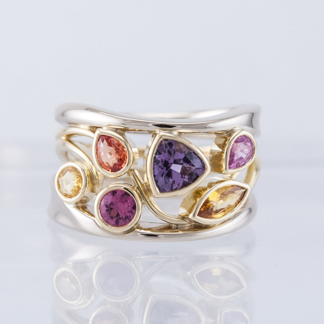 Vintage Gull & Sølv Fargerik Zirkonia Ring