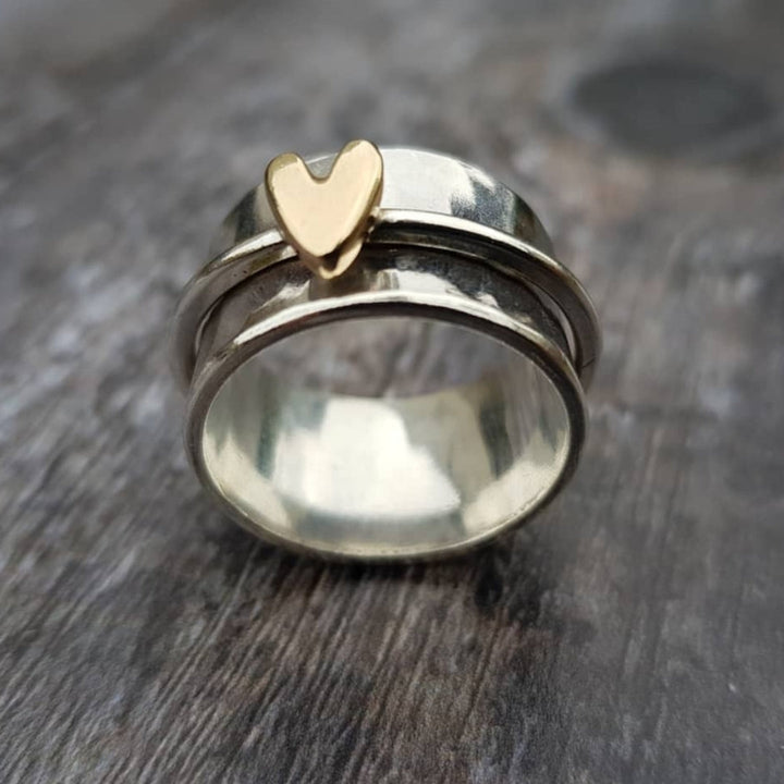Vintage Gylden Hjerte Sølv Ring
