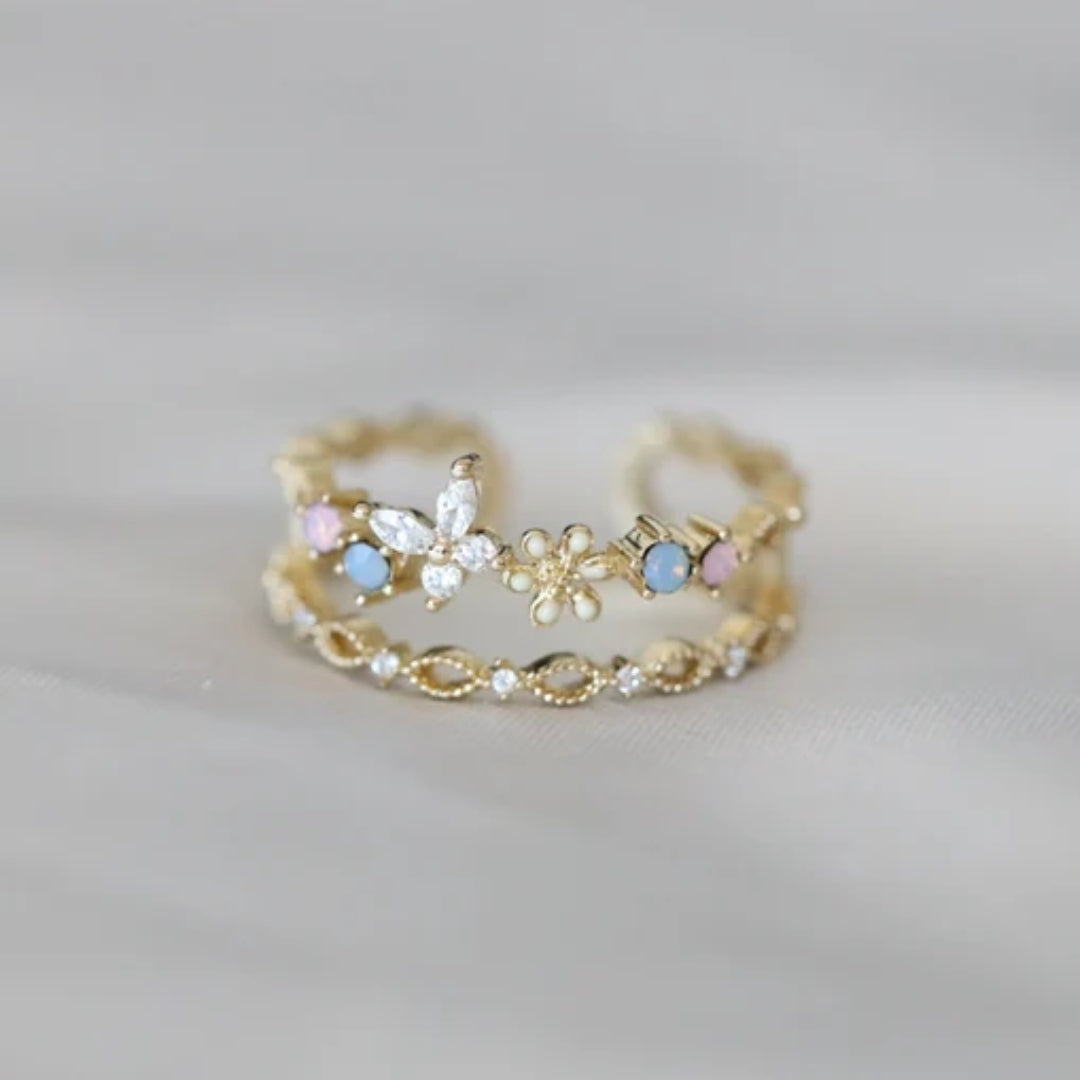 Vintage Blomst Gull Ring