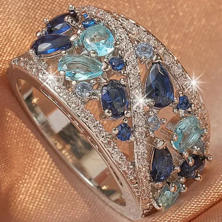 Vintage Blå Zirkonia Ring