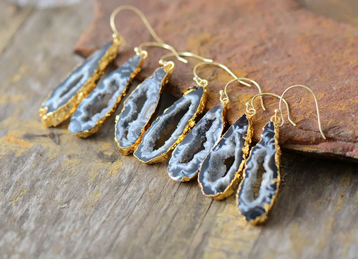 Druzy Geode Dråpeøredobber