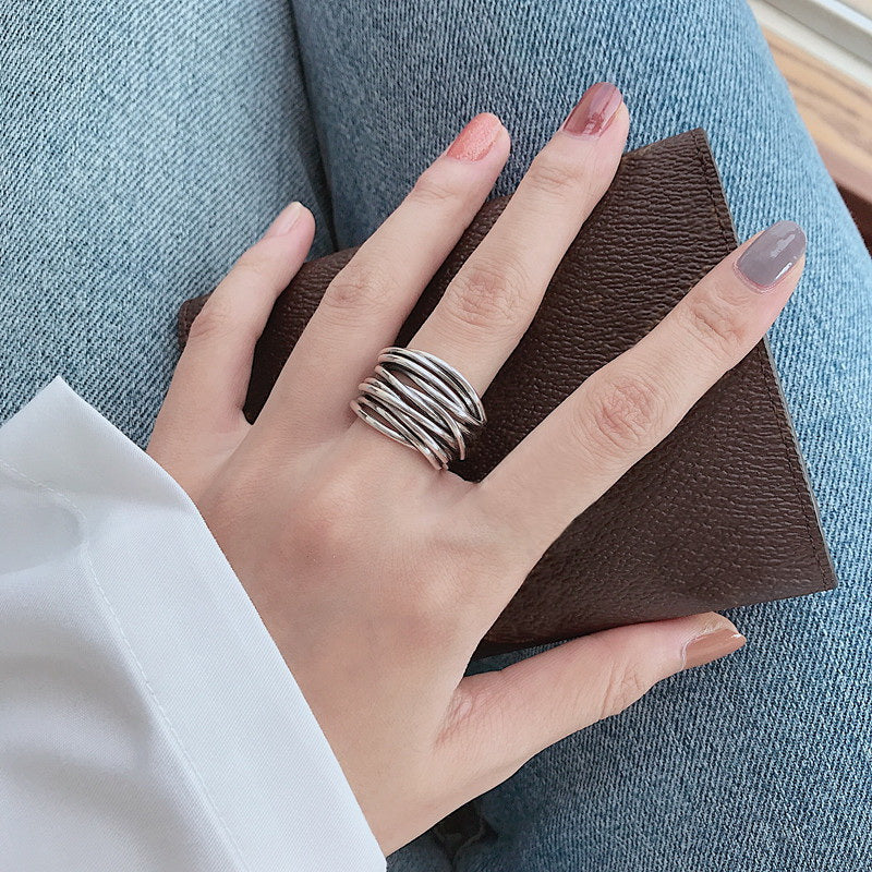 925 Sterling Sølv Justerbar Laget Ring