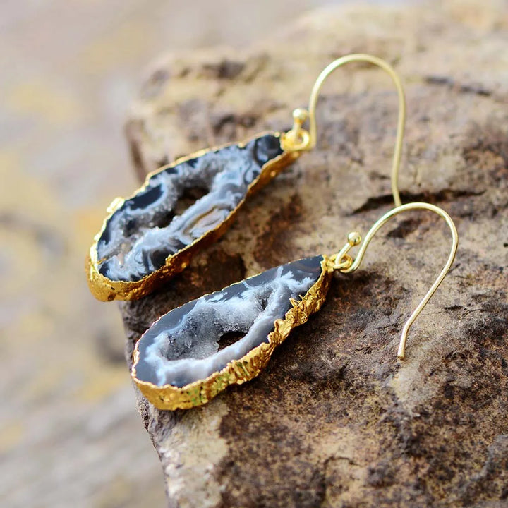 Druzy Geode Dråpeøredobber