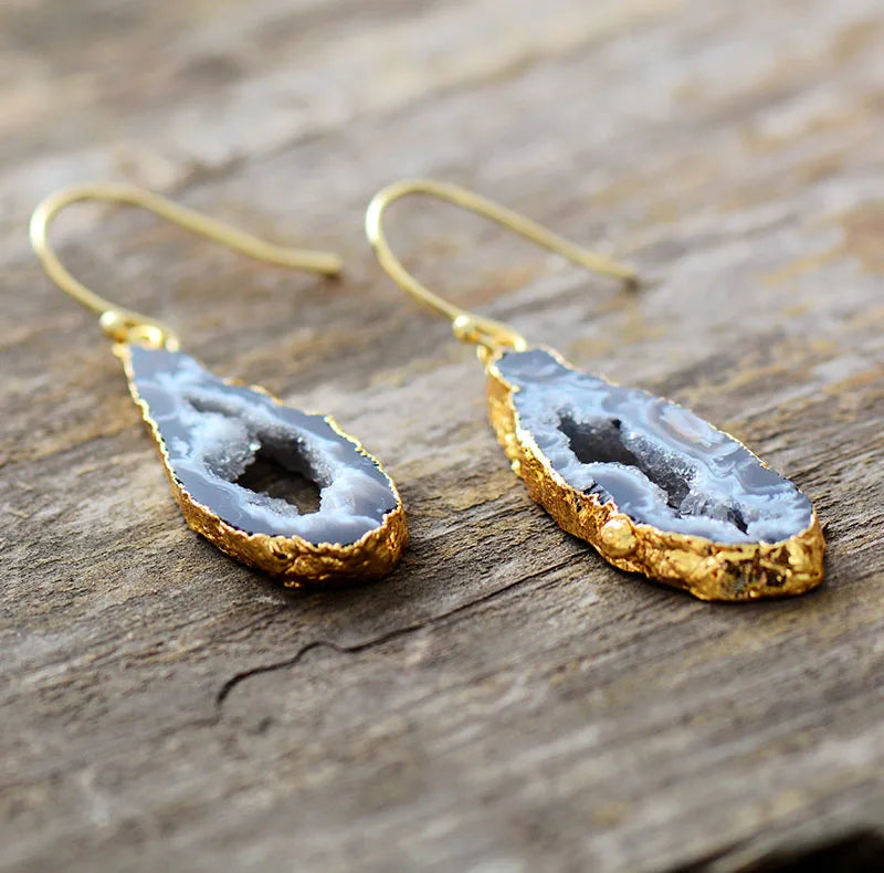 Druzy Geode Dråpeøredobber
