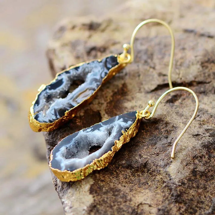 Druzy Geode Dråpeøredobber