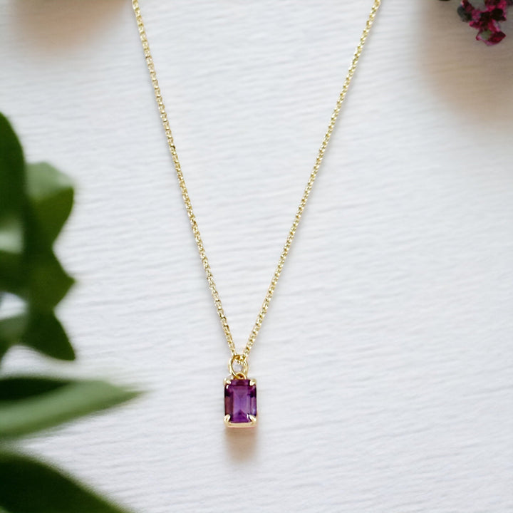Violetta Ametyst Baguette Halskjede