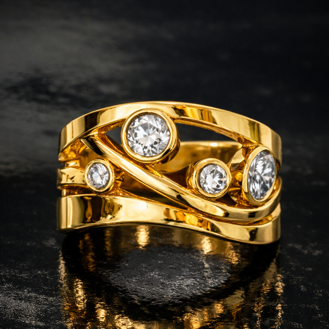 Vintage Gullbelagt Ring med Innlagt Zirkonia