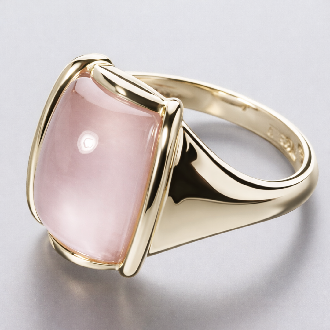 Vintage Firkantet Rosa Gylden Ring