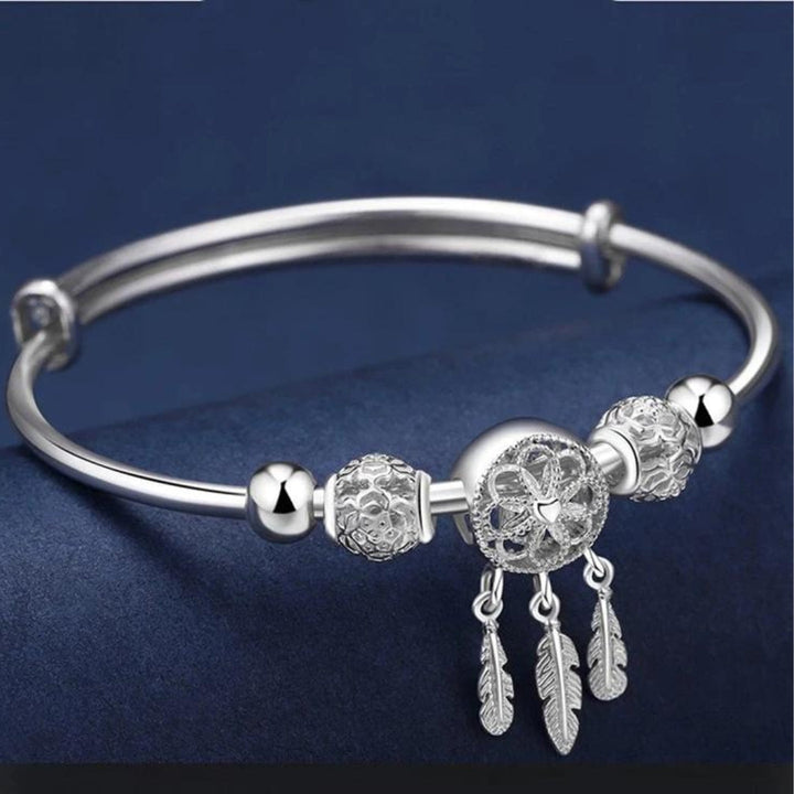 925 Sterling Sølv Justerbar Armbånd med Trippel Blad Berlokker