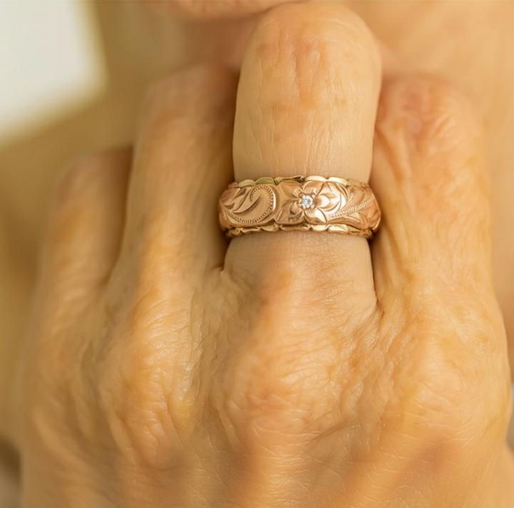 Vintage Rose Blomst Gullring