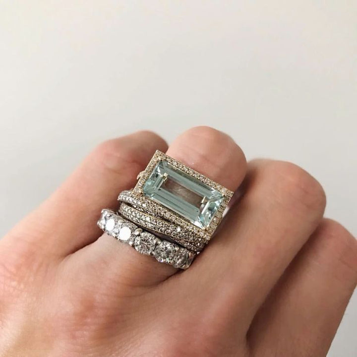 Vintage Sølv Turkis Glass Ringsett