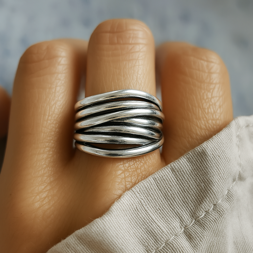 925 Sterling Sølv Justerbar Laget Ring