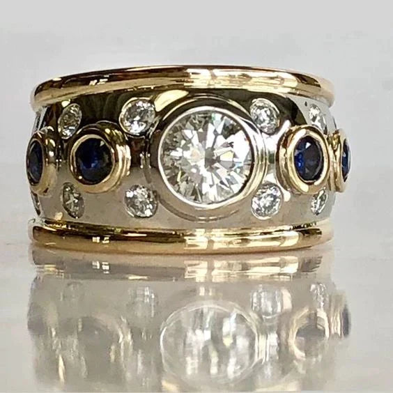 Vintage gylden ring med innlagt zirkonia