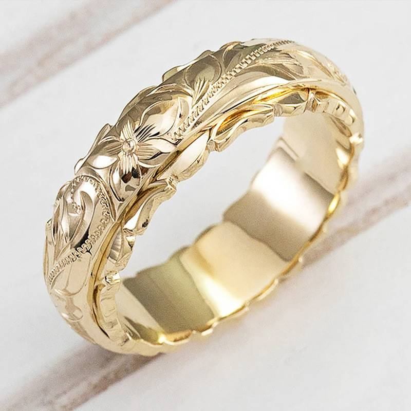 Vintage Gull Blomster Ring