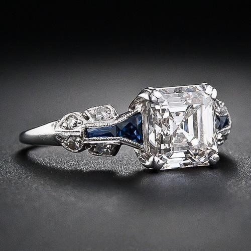 Strålende Vintage Ring i Blått og Sølv