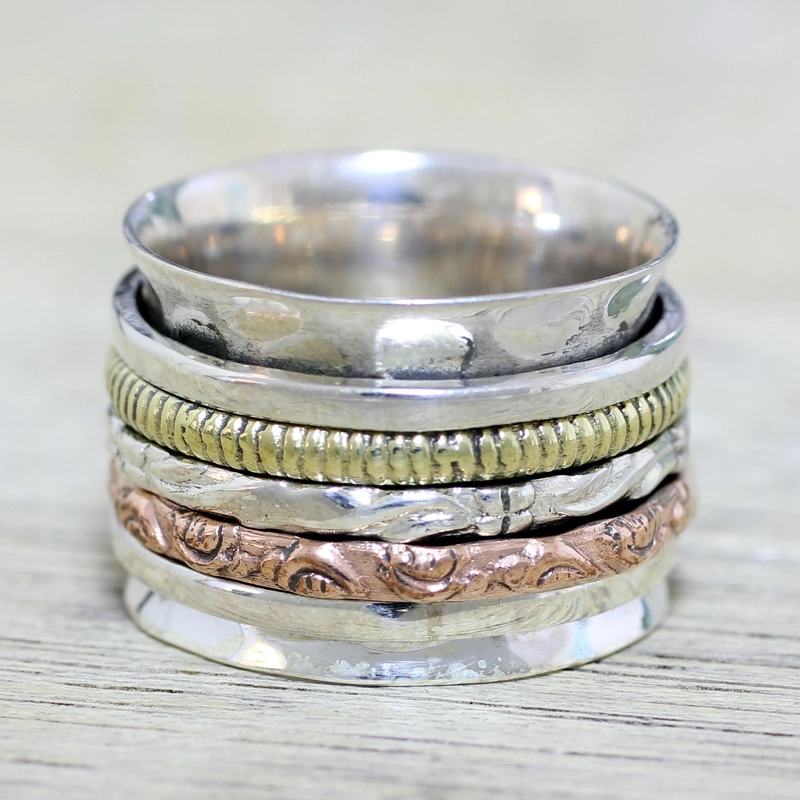 Vintage Gull & Sølv Rose Ring