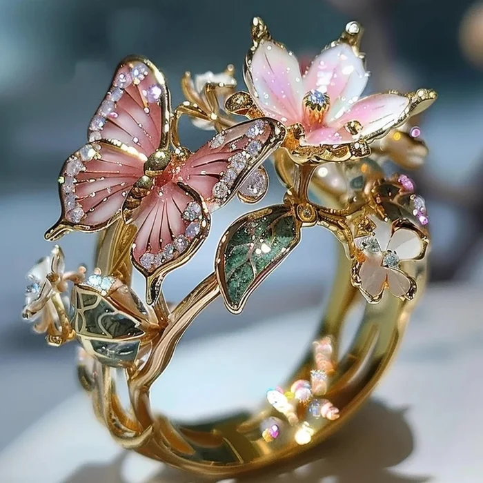 Vintage Gylden Prifddinas Blomsterring