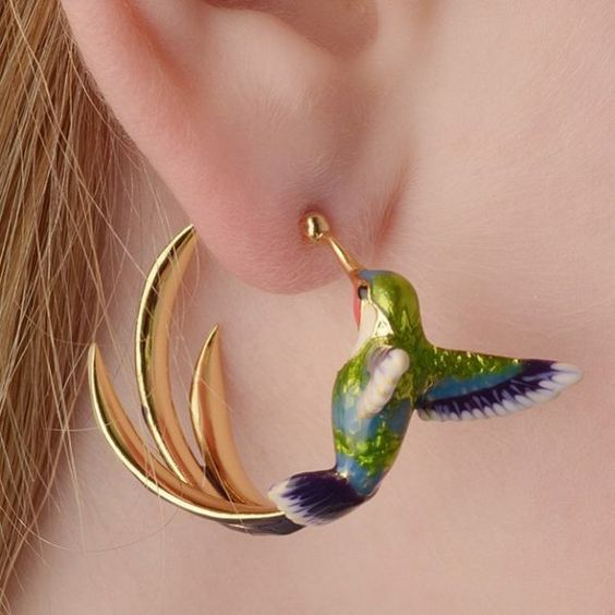 Vintage emalje kolibri kreoløreringer