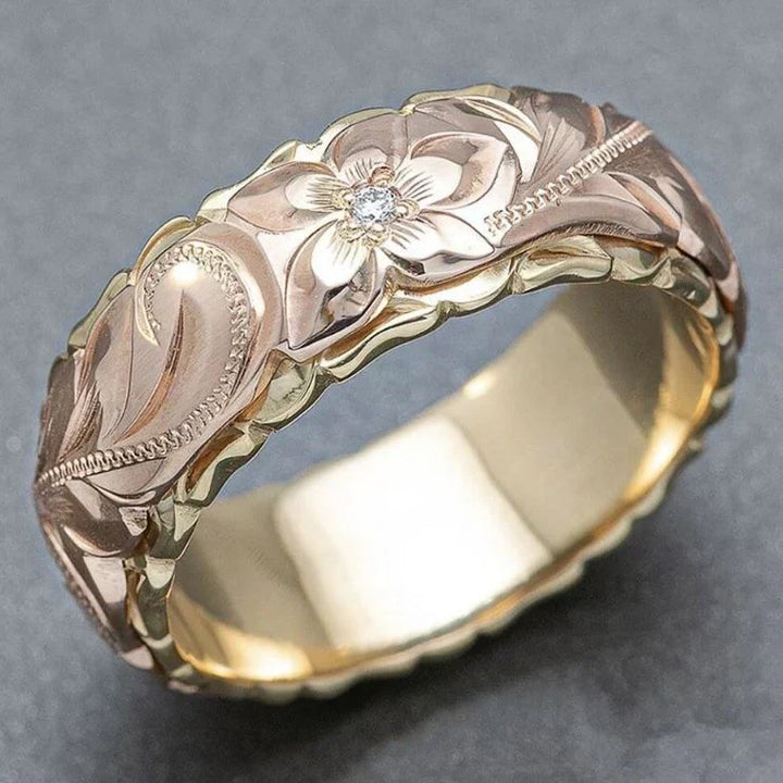 Vintage Rose Blomst Gullring