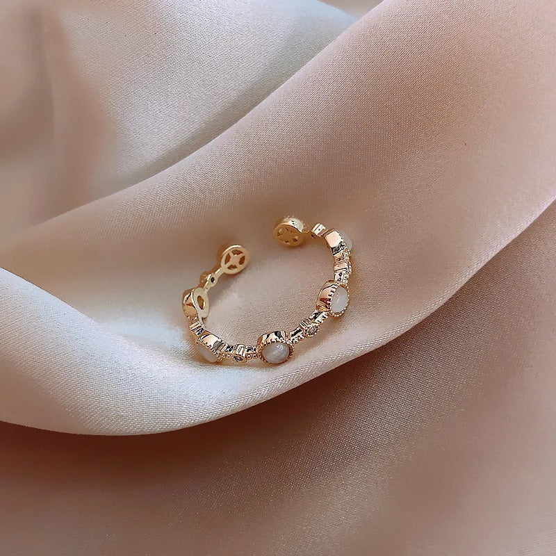 Klassisk Rund Gull & Krystall Justerbar Ring