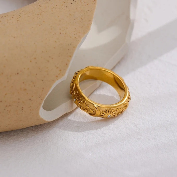 Vintage Sol Måne Stjerne Ring
