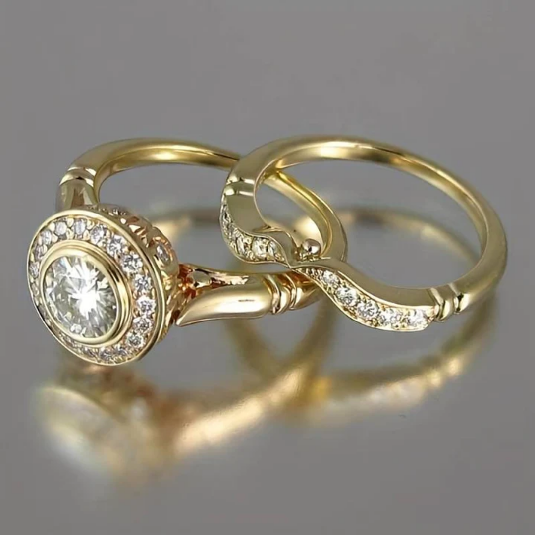 Vintage Gull- og Zirkonia Ringpakke