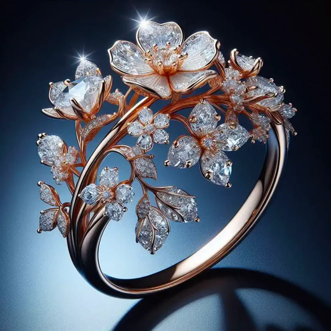 Lys Krystall Blomst Ring