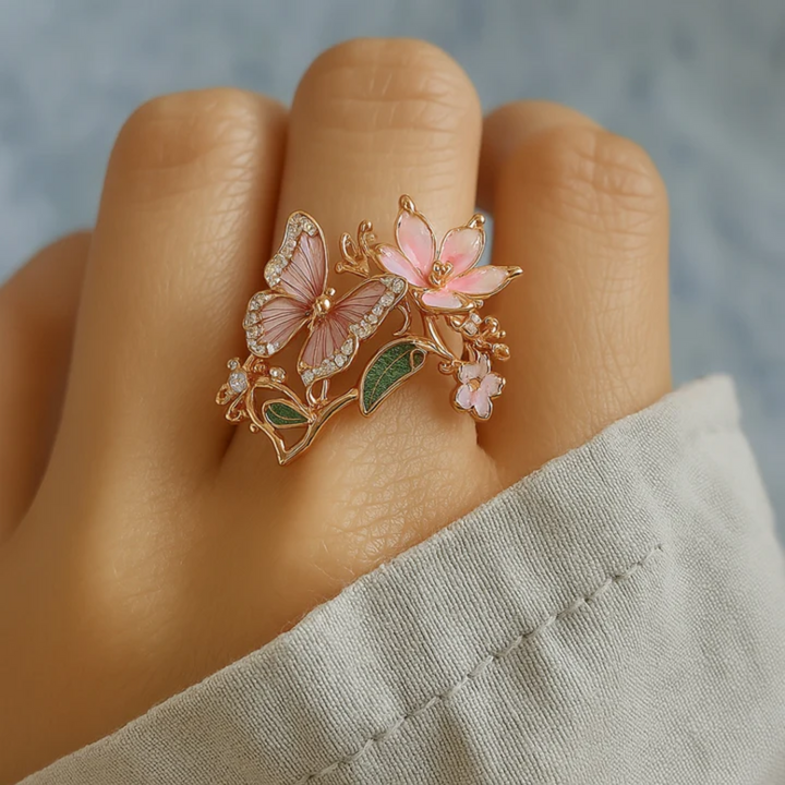 Natur Lysende Sommerfugl Zirkonia Ring