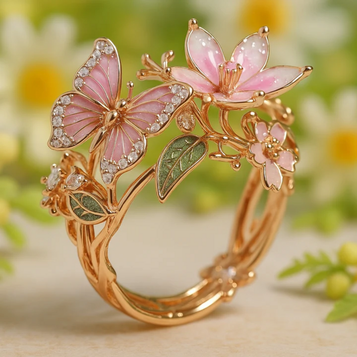 Natur Lysende Sommerfugl Zirkonia Ring