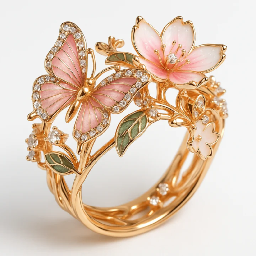 Natur Lysende Sommerfugl Zirkonia Ring